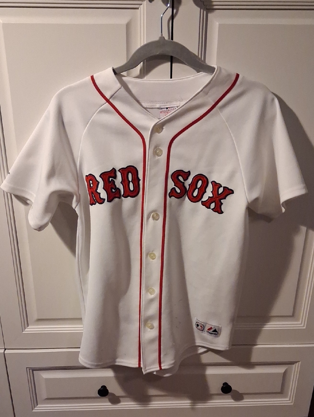 Majestic White and Red Kids Boston Red Sox Jersey